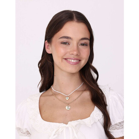 Collares Cortos Con perlas Dorado
