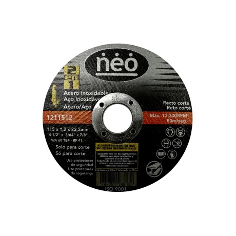 Disco Neo corte inox. 1.2/1.6mm 4.1/2" Disco Neo corte inox. 1.2/1.6mm 4.1/2"
