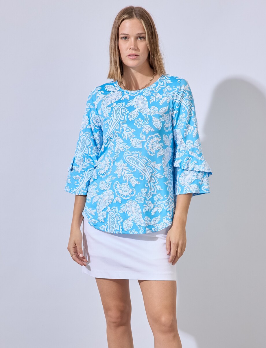 Blusa Print - Celeste/multi 