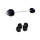 Kit 2 Mancuernas + Barra Recta Maciza 1.8m + 50 Kilos Pesas 8x5Kg 4x2.5Kg