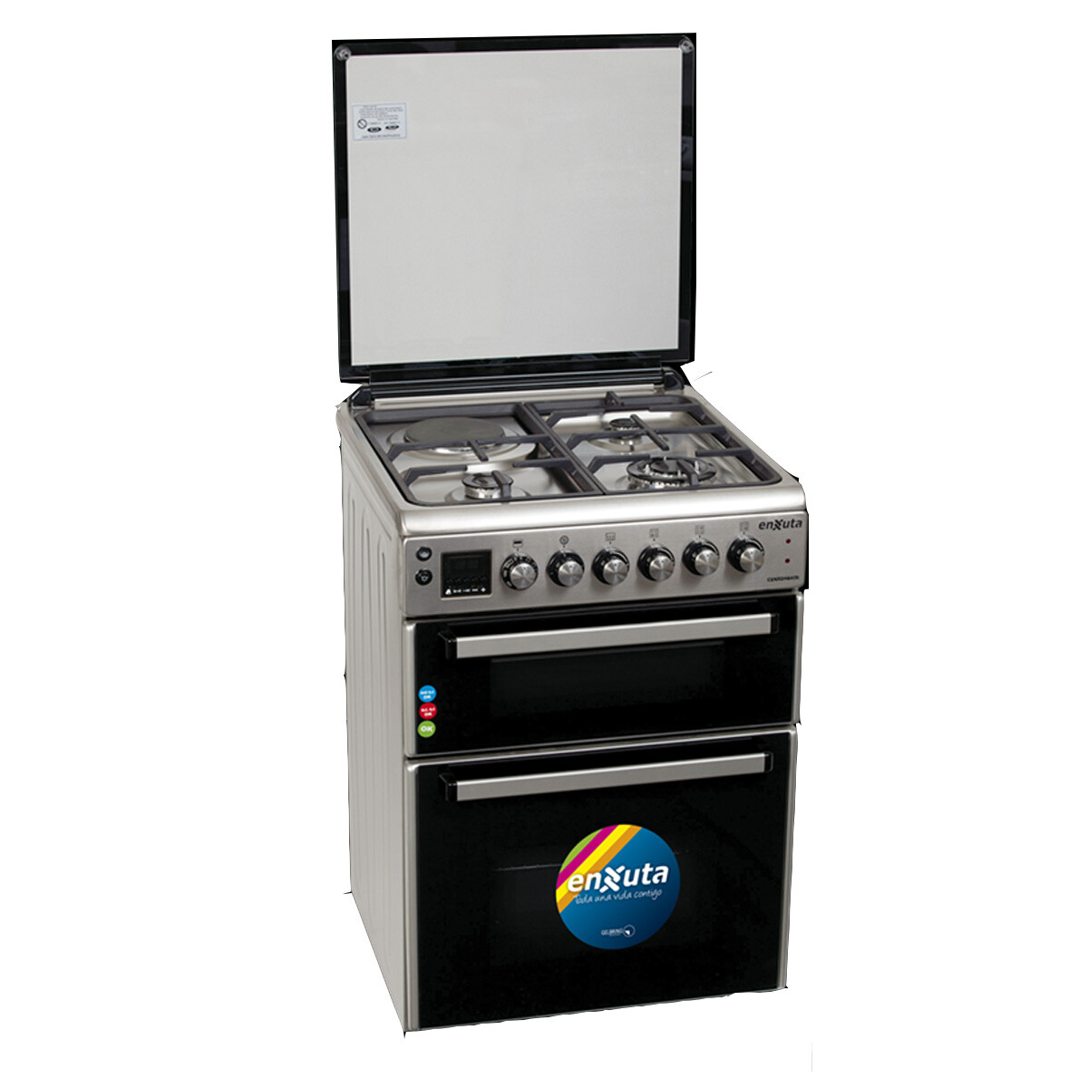 COCINA DOBLE HORNO CON 3 HORNALLAS Y 1 DISCO ELÉCTRICO INOX ENXUTA 