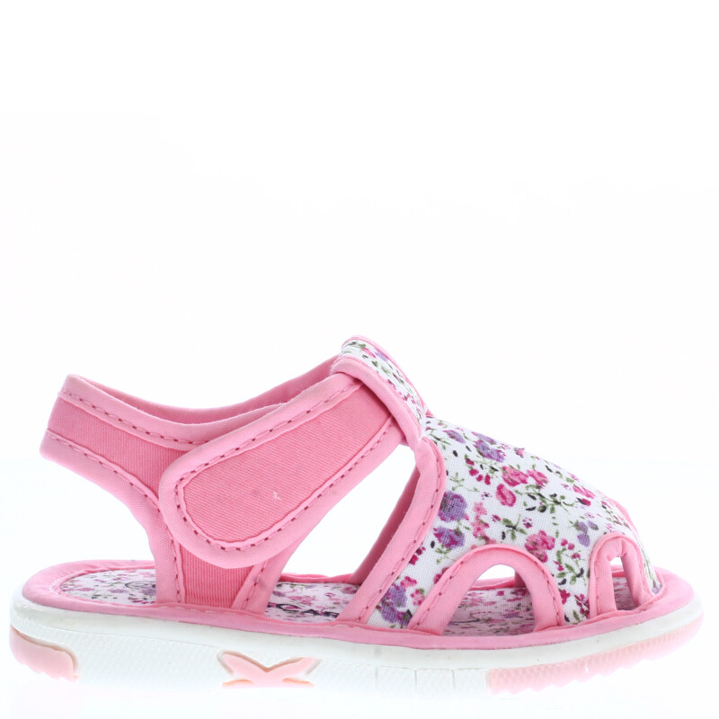 Sandalia de Niña Mini Miss Carol CANI con tela estampada y velcro Rosado