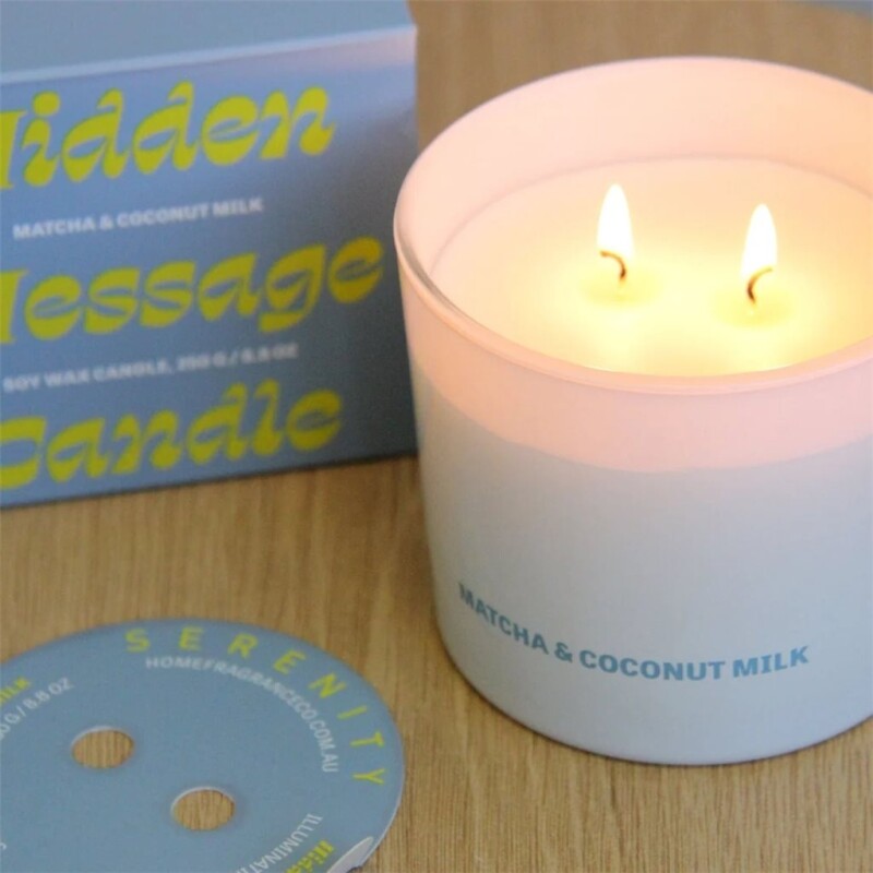 Vela Aromatica 250g Mensaje Oculto Matcha Coconut Milk
