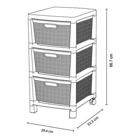 Cajonero de plástico Rimax Fique 3 cajones Gris