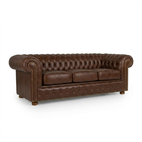 Sofá Chesterfield Novo - Cuero Básico - 3 cuerpos New Brown - (Preventa)