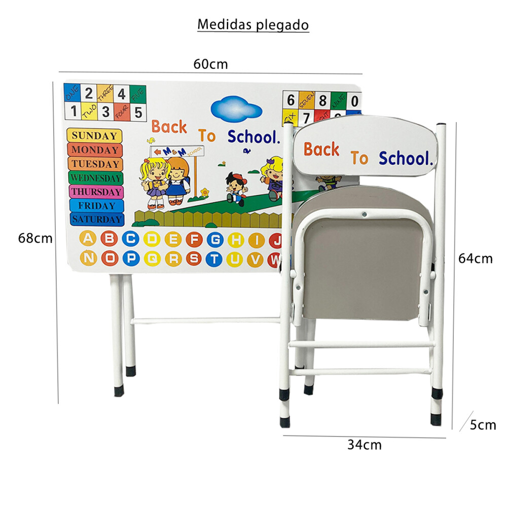 Escritorio Infantil Con Silla Plegable Rosa