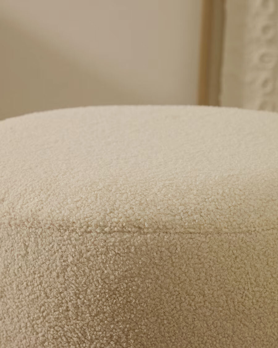 Reposapiés desenfundable Kaeli de borreguito crudo Ø 60 cm Reposapiés desenfundable Kaeli de borreguito crudo Ø 60 cm