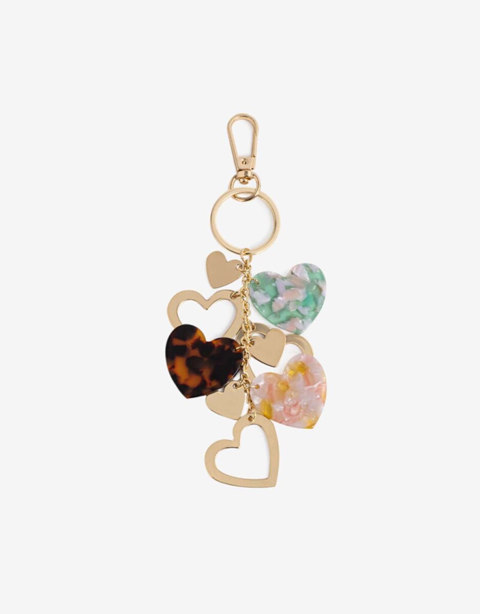 Llavero Y Bag Charm Corazones - Combinacion Multicolor 