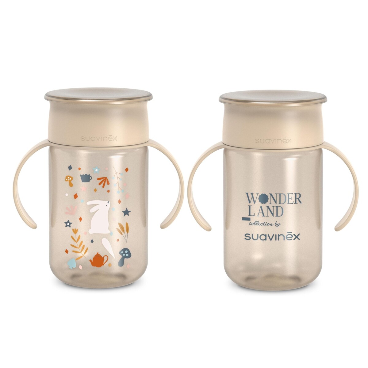 Vaso 360° Antiderrame Entrenador Infantil Con Asas - Beige 