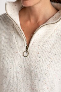 Sweater Texturado Cierre Beige Melange