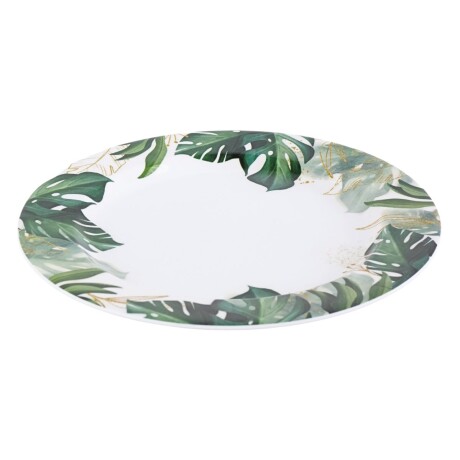 Plato llano de melamina linea hoja verde Plato llano de melamina linea hoja verde