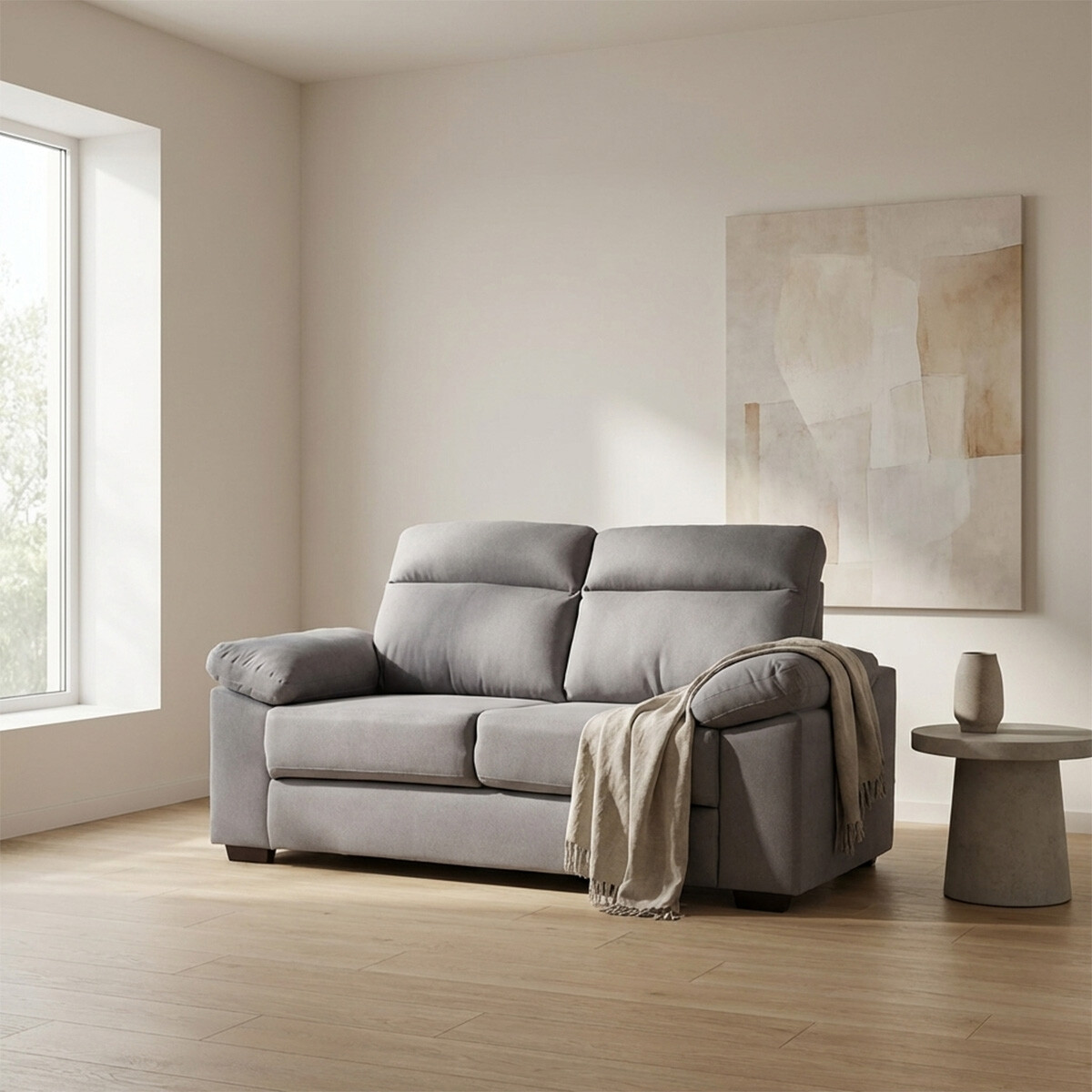 Sofá Owen - Tela Microfibra - 2 cuerpos - 12091 (Gris) 