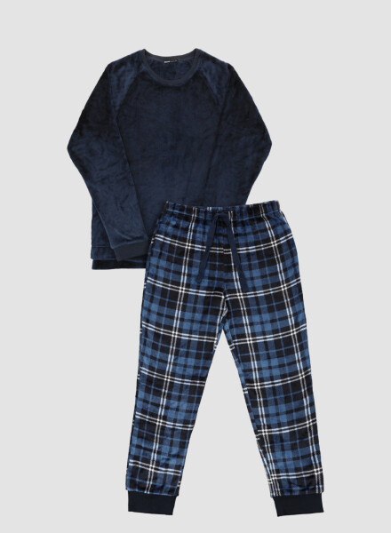 Pijama coral fleece men Azul piedra
