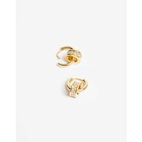 Argollas Con Charm De Cubic Zirconia Dorado