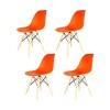 Pack 4 Sillas De Comedor Eames Lumax De Diseño Moderno Con Patas De Madera Naranja