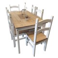 JUEGO DE COMEDOR 1 MESA + 6 SILLAS BLANCO/ NATURAL MODELO LUCIA Juego De Comedor 1 Mesa + 6 Sillas Blanco/ Natural Modelo Lucia