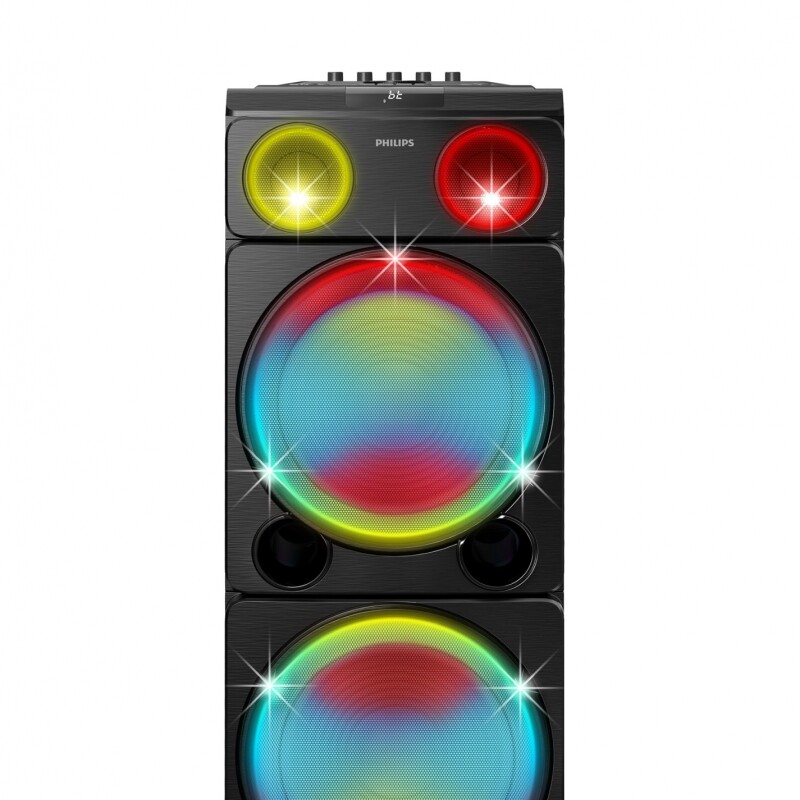 Torre de Sonido Bluetooth Philips con Luces, Radio y Carry On Torre de Sonido Bluetooth Philips con Luces, Radio y Carry On