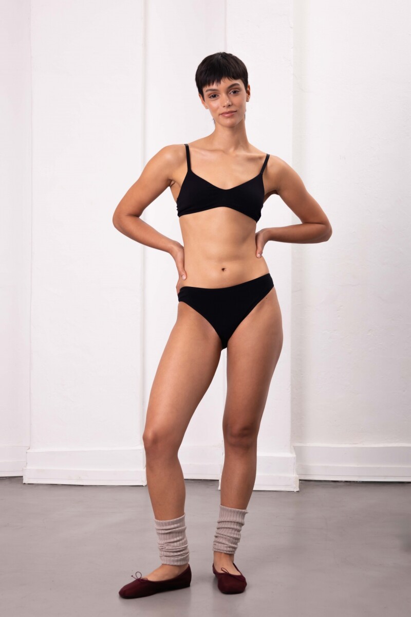 Soutien Triángulo Ana Algodón – Copa doble tejido y breteles regulables Negro