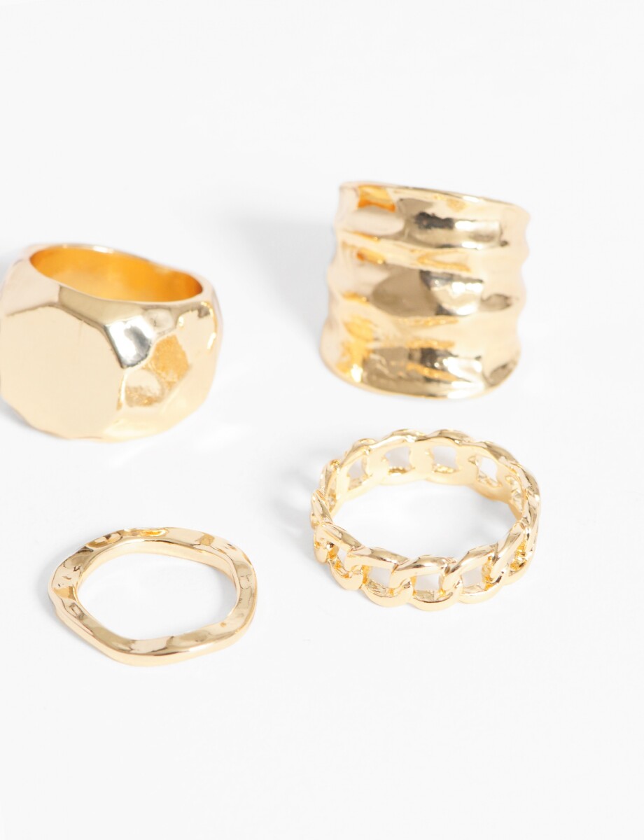 Set de anillos machacados - dorado 