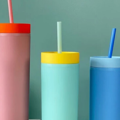 Vaso con sorbito bicolor Verde