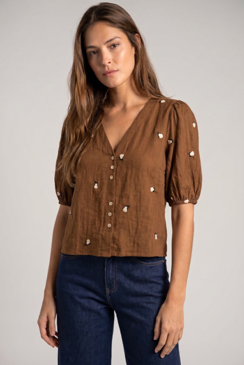 Blusa Bordada - Marron 