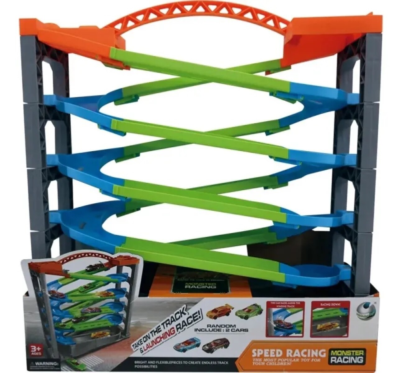 Pista Speed Racing 5 Pisos + 2 Autos Verde 