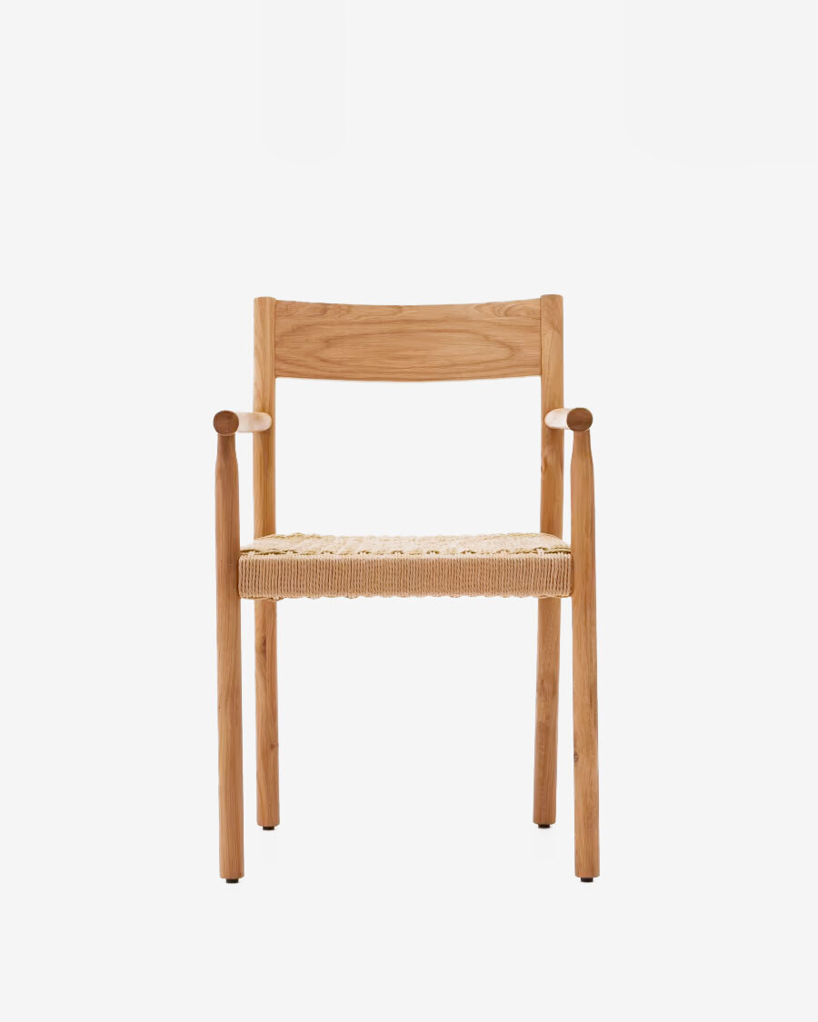 Silla Yalia de madera maciza de roble con acabado natural y asiento de cuerda FSC 100% Silla Yalia de madera maciza de roble con acabado natural y asiento de cuerda FSC 100%