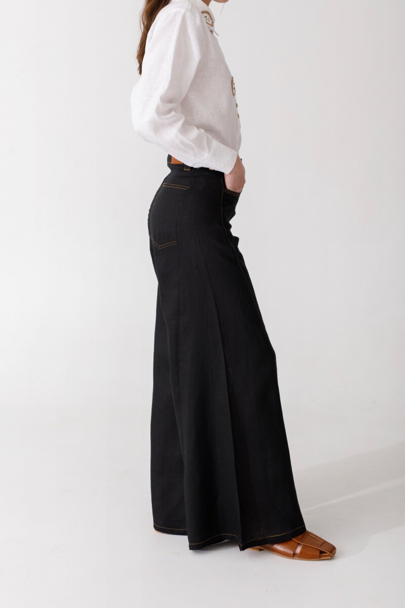 PANTALON WIDE XL LINEN SS26 Negro