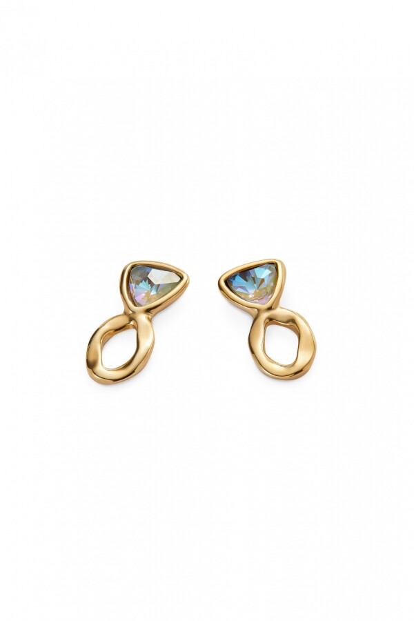 PENDIENTES EN ALEACIAÓN DE METALES BAÑADA EN ORO 18K CON CRISTALES MULTICOLOR Pendiente