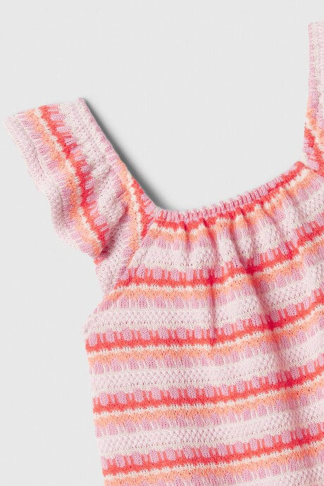 Enterito Crochet Toddler Niña Pink Stripe