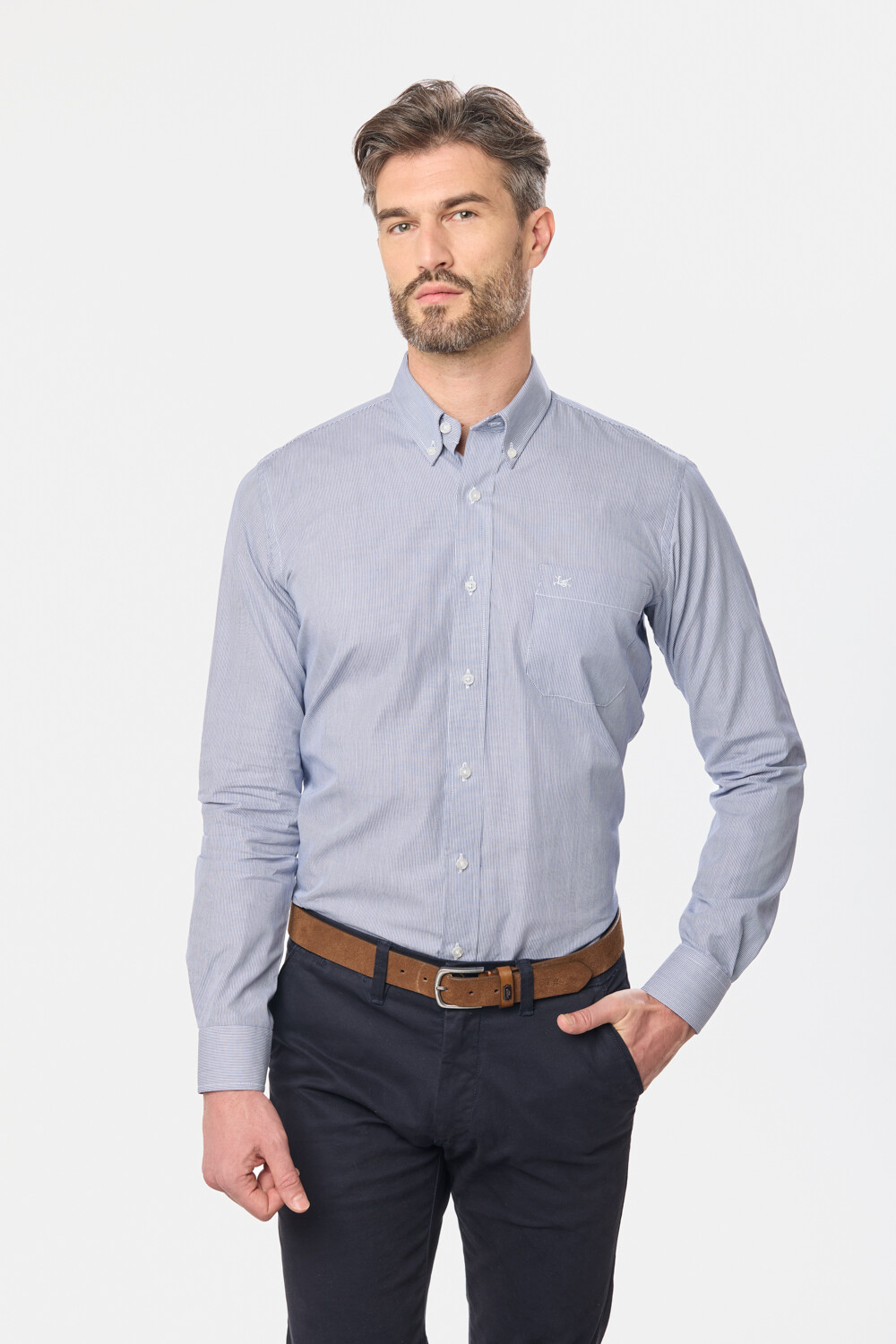 CAMISA SPORT A RAYAS Azul