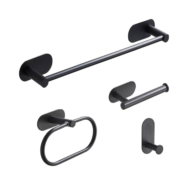 Set Accesorios De Baño Rollo Toalla Percha Juego 4 Piezas Adhesivo Acero Inoxidable Imback Color Negro Set Accesorios De Baño Rollo Toalla Percha Juego 4 Piezas Adhesivo Acero Inoxidable Imback Color Negro