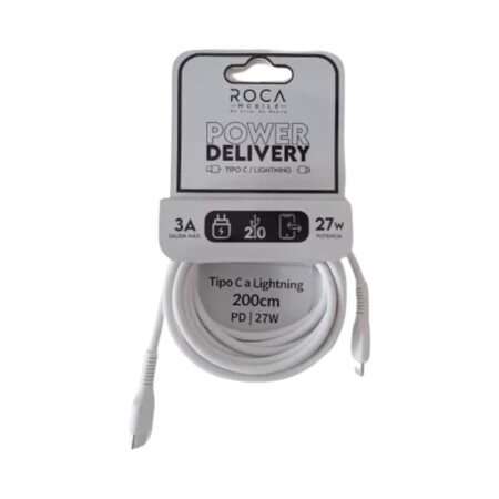 CABLE DE DATOS TIPO-C A TIPO-C 2M ROCA Blanco
