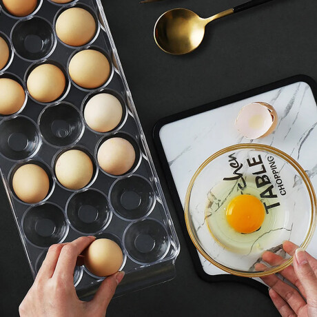 Huevera acrilico con tapa para 18 huevos Sc