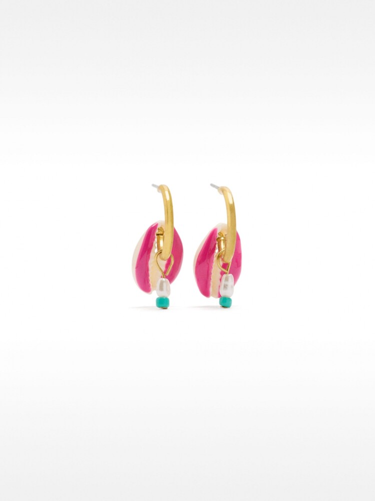 Aros Con Conchas Esmaltadas multicolor