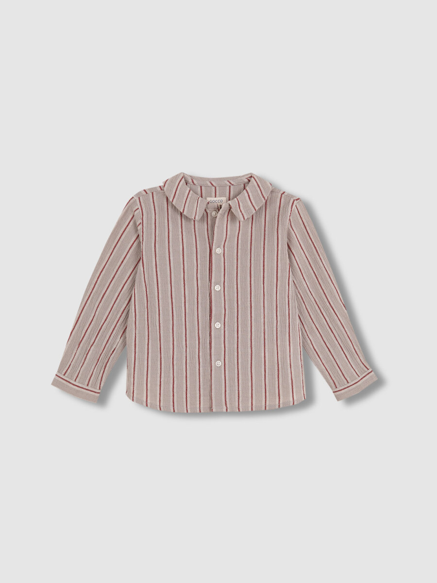 Camisa De Rayas Gris Claro