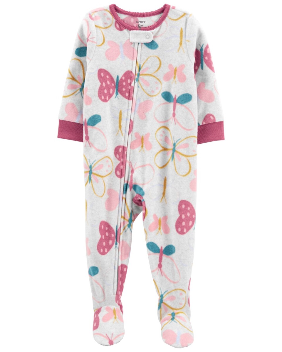 Pijama Carters 1 Pieza de Micropolar con Pie Mariposas - BLANCO-ROSA 