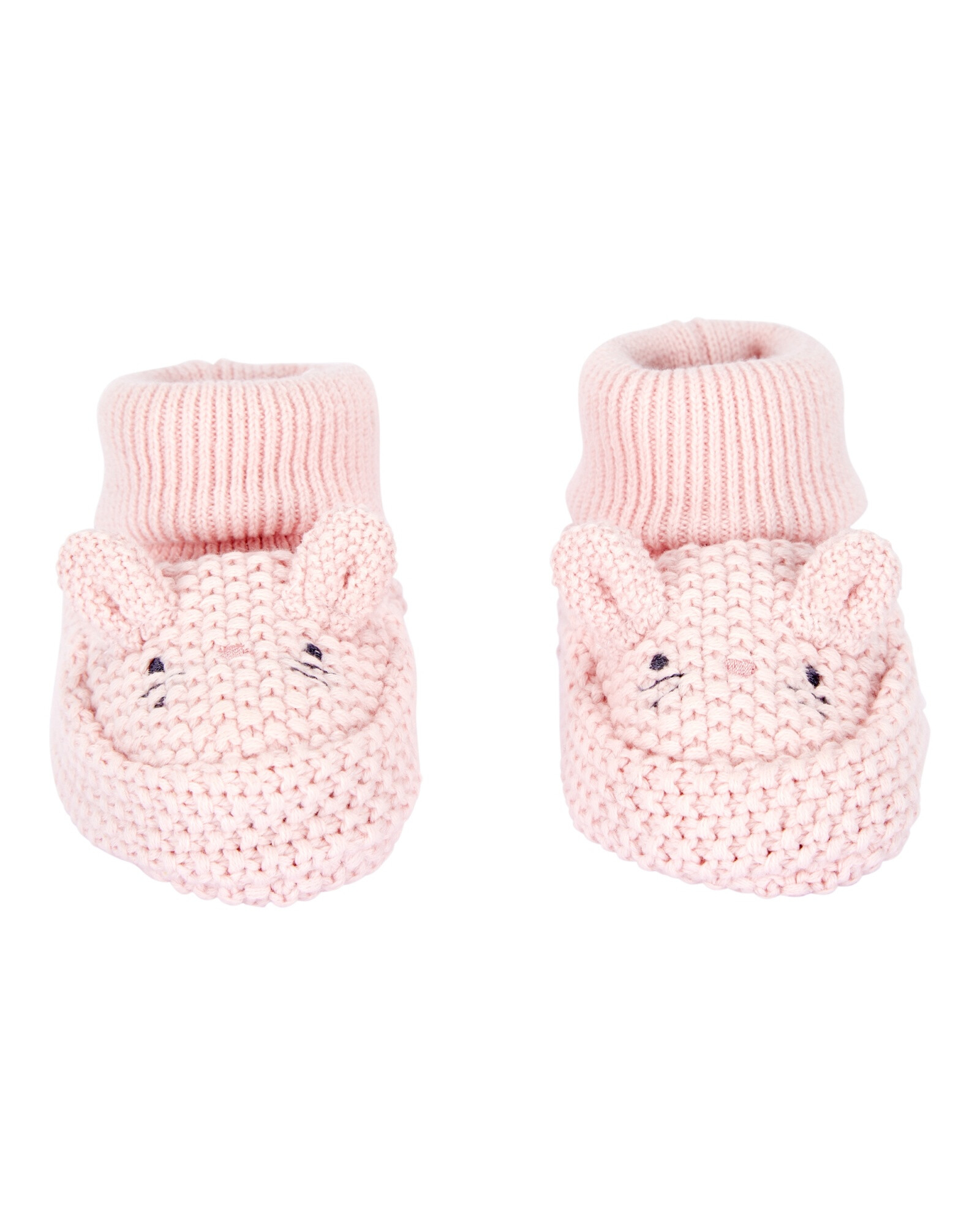 Escarpines de algodón a crochet, diseño conejita Escarpines de algodón a crochet, diseño conejita