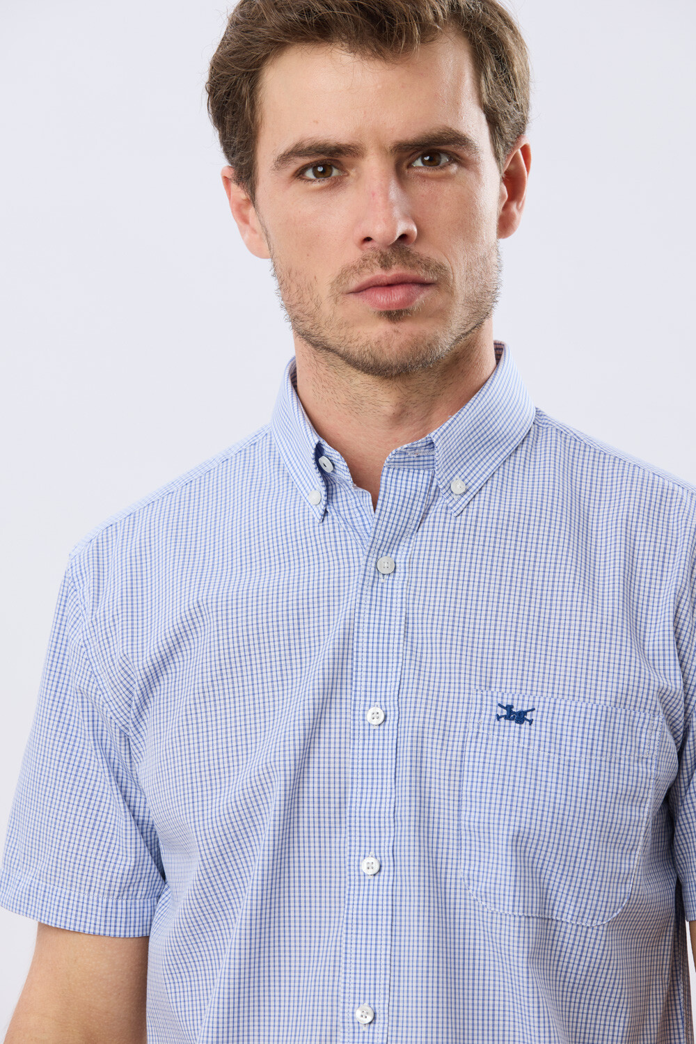 CAMISA CUADROS Celeste