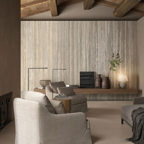 PORCELANATO PARA PISO Y PARED DE 60X120 MATE CON TEXTURA RECTIFICADO SERIE TRAVERTINO GAMAS DE BEIGE