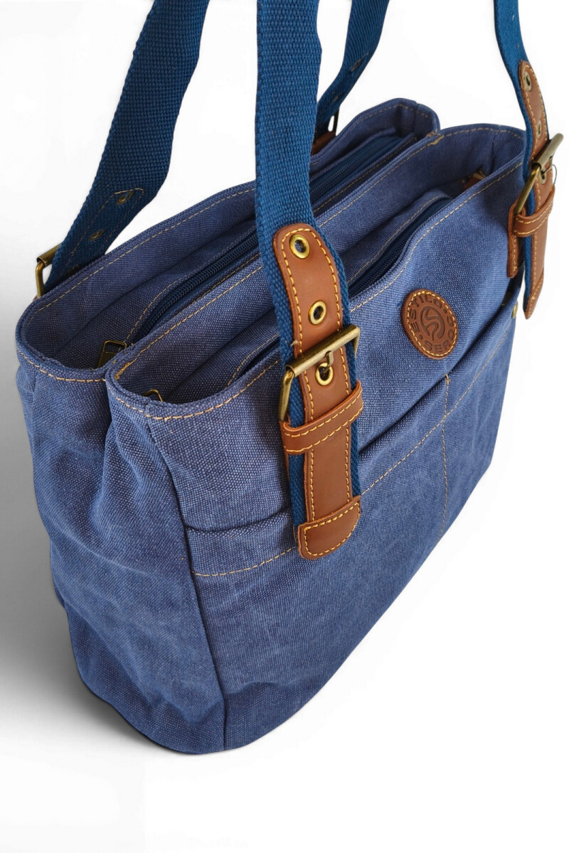 Cartera lona doble cierre Azul