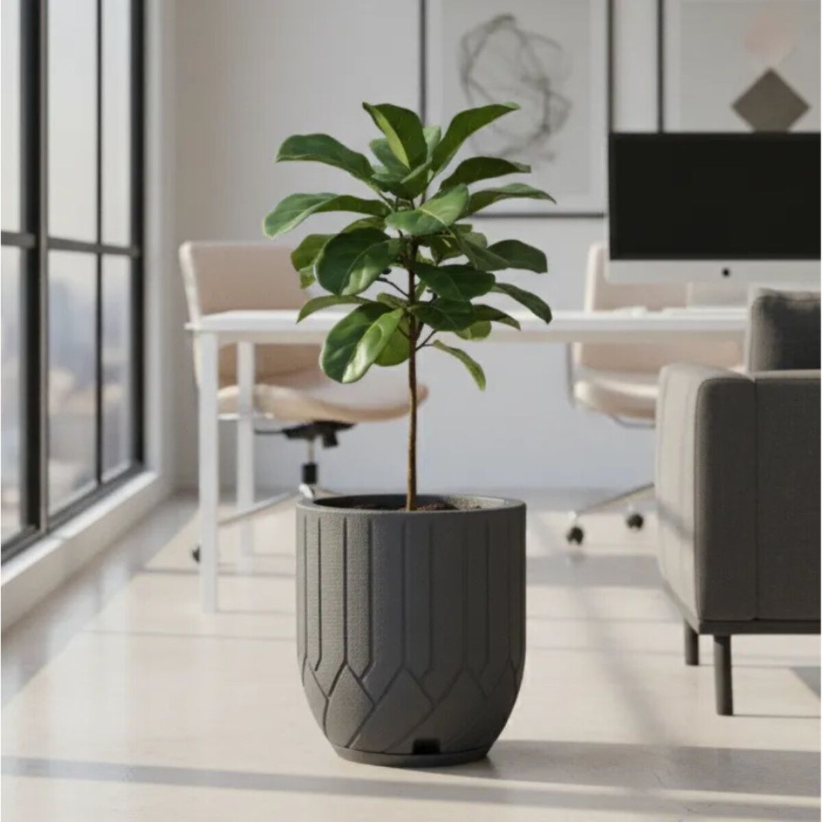 MACETA DECORATIVA TERMINI ARENADA 21 LITROS GRAFITO 