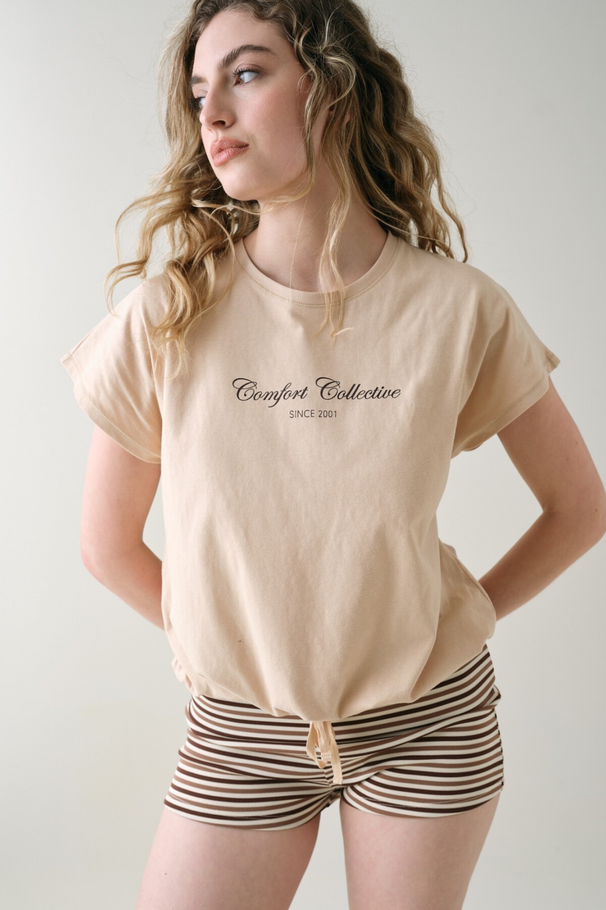 Remera Manga Dolman Algodón Arena