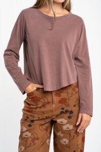 Remera Algodon Lavado Marron