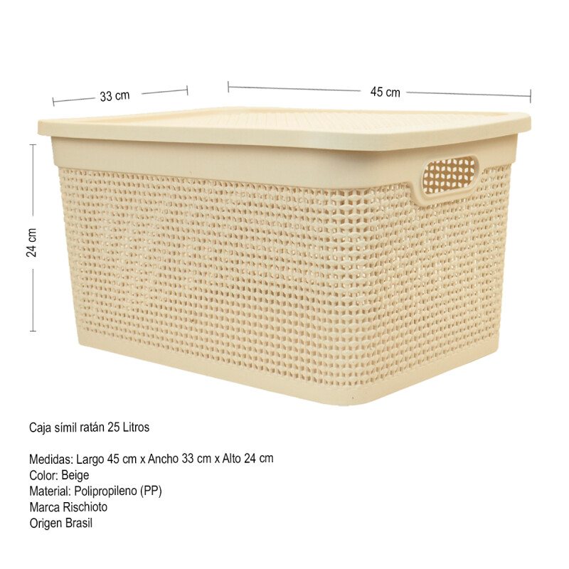 Caja simil ratán 25 lts BEIGE