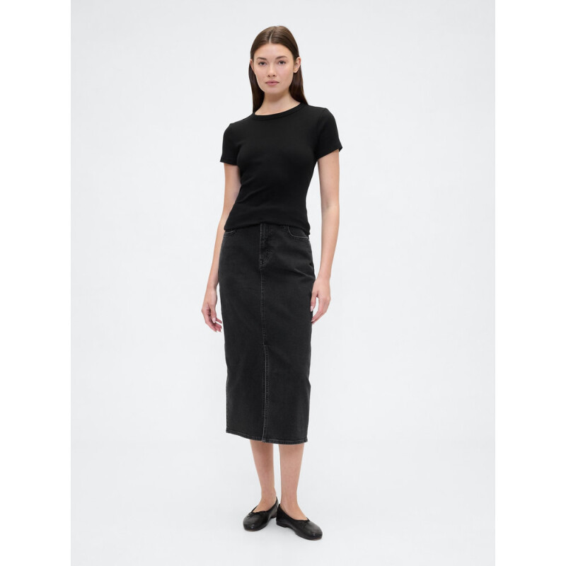 V-DENIM MIDI SKIRT BLACK 1