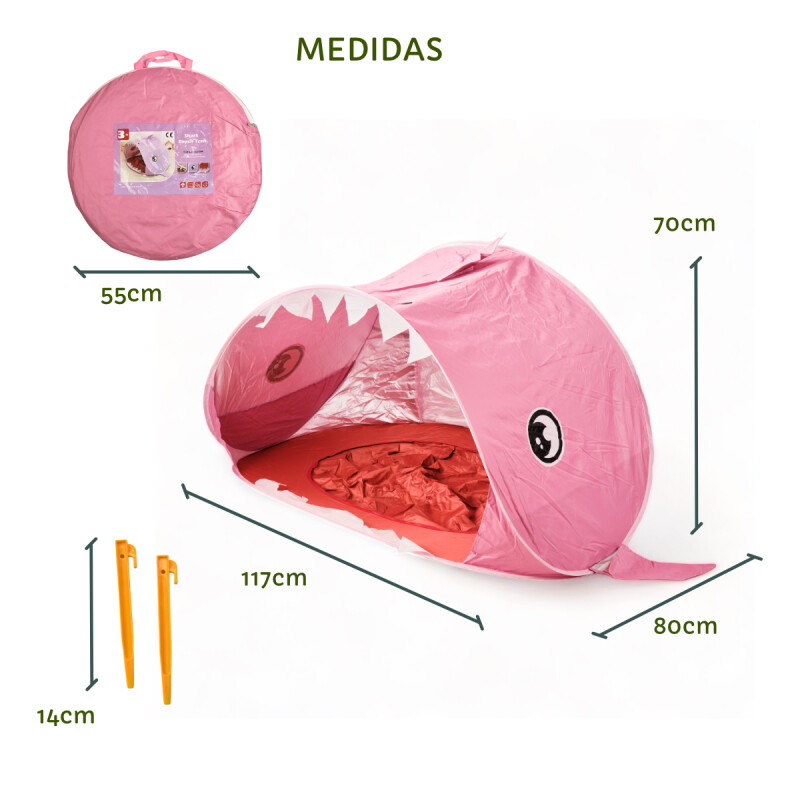 Carpa De Playa Niños Plegable Proteccion Solar Uv Rosado