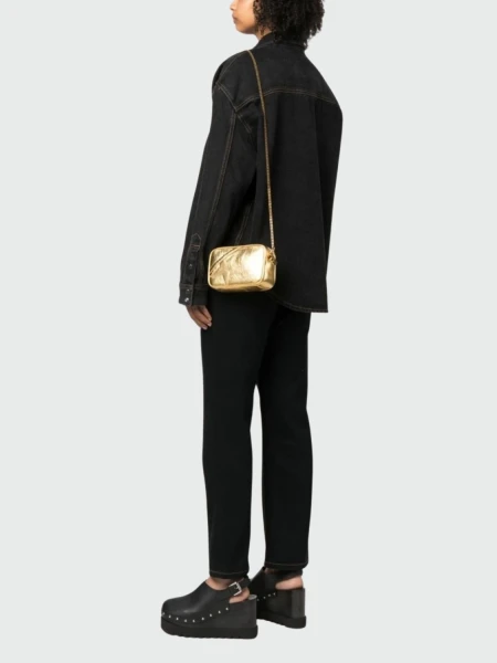 Golden Goose-Cartera de cuero, Star bag mini Dorado