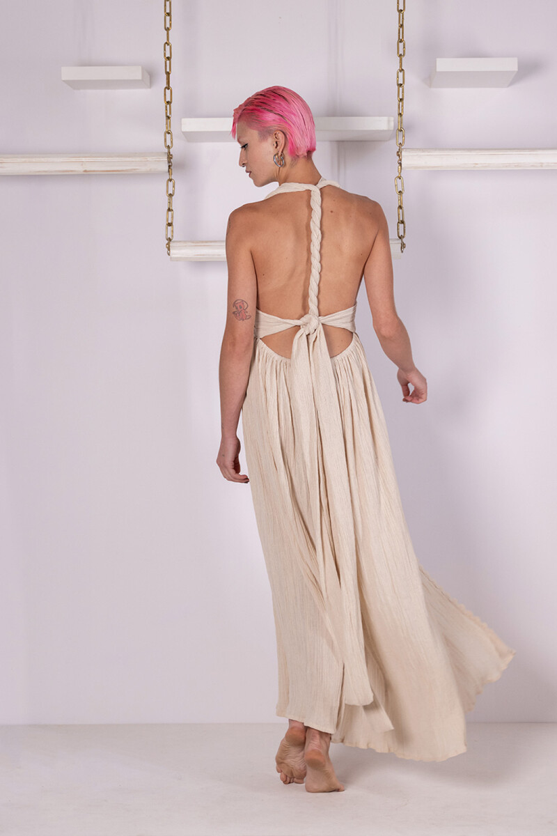 VESTIDO LARGO Crema
