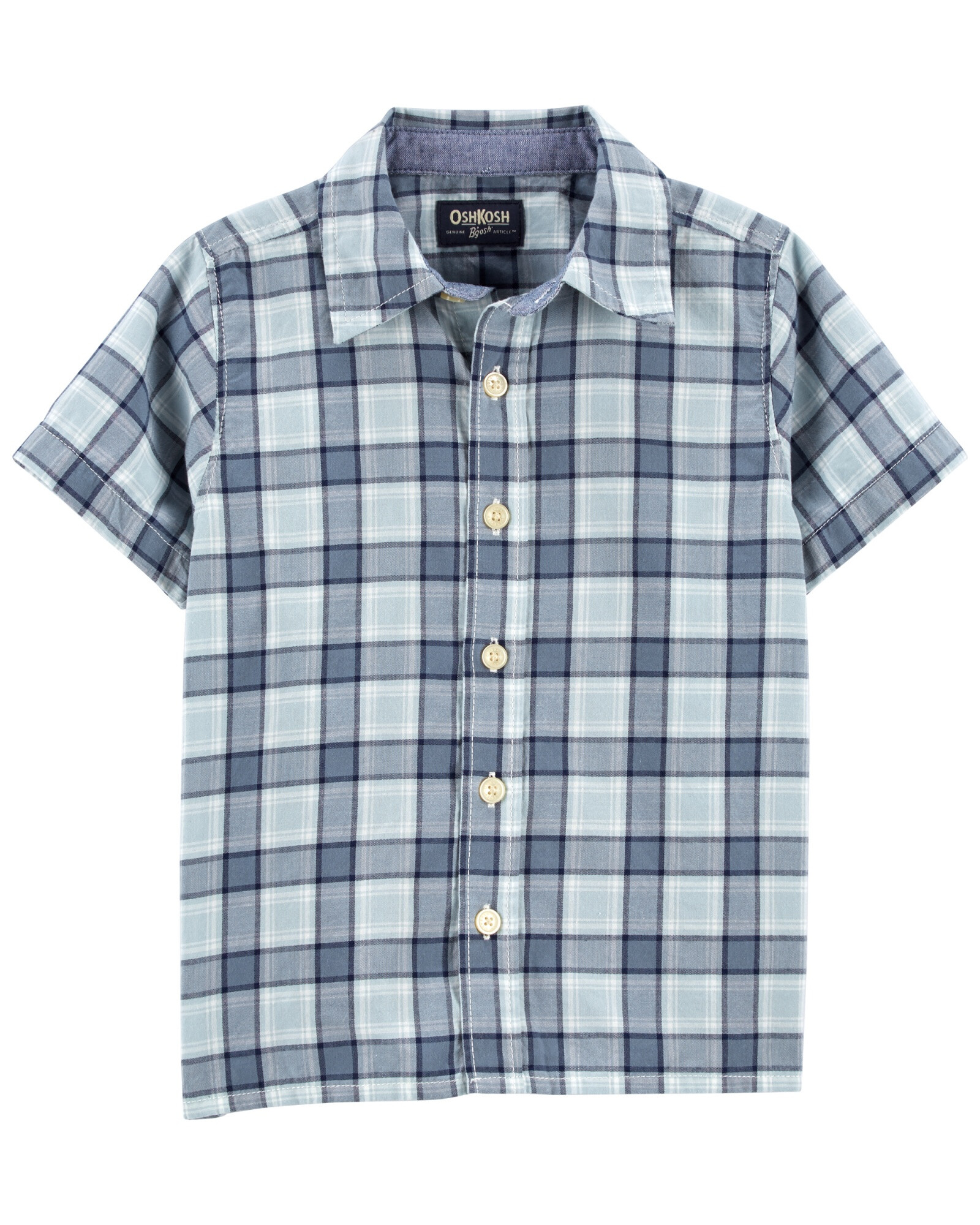 Camisa de algodón manga corta diseño a cuadros. Talles 2-5T Camisa de algodón manga corta diseño a cuadros. Talles 2-5T